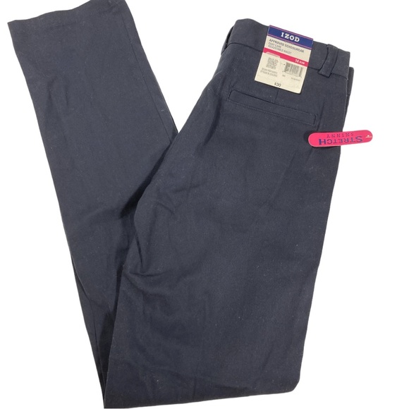 Izod Approved Schoolwear Girls Sz 14 Slim Trouser Pants Navy Blue - Picture 1 of 5